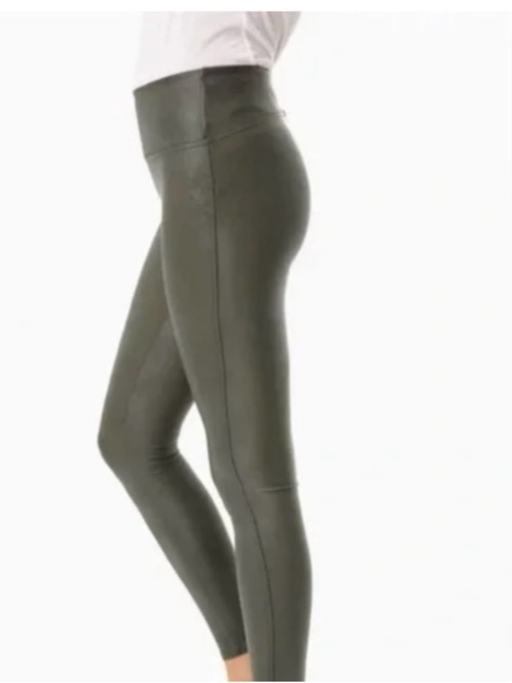 SPANX Olive Green Faux-Leather Leggings